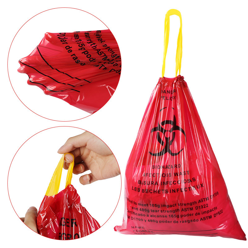 Las bolsas de plástico amarillas rojas del Biohazard de la autoclave para la clínica del hospital