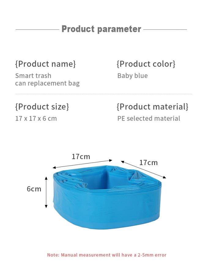 Bolsas de recarga de basura de gatos de HDPE de 26 cm de color azul para el cubo del genio 3