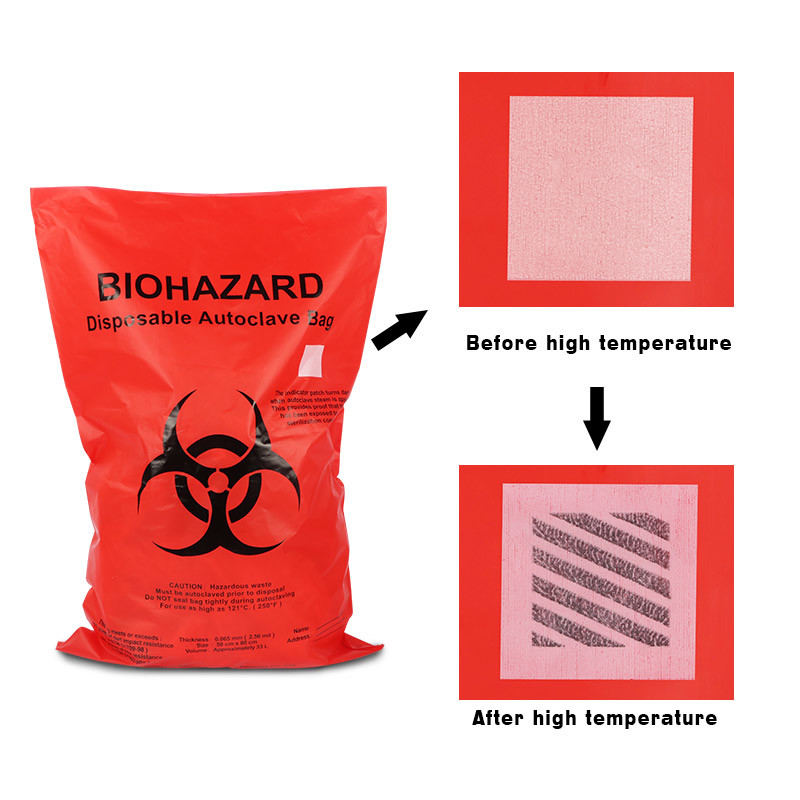 Las bolsas de plástico aptas para el autoclave del Biohazard de los PP con el indicador de la temperatura