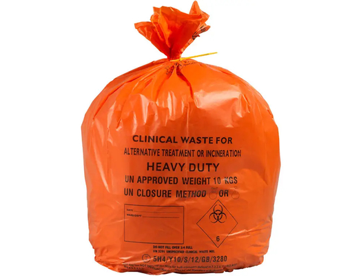 La basura clínica peligrosa del LDPE de la fuerza adicional empaqueta la naranja resistente