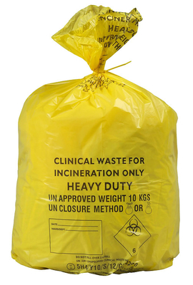 Carro clínico amarillo disponible del bolso inútil infeccioso del LDPE/del HDPE/MDPE