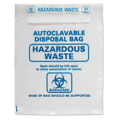 Bolso dar salida a de la basura del Biohazard de la disposición de 138 PP del grado con el indicador de la autoclave