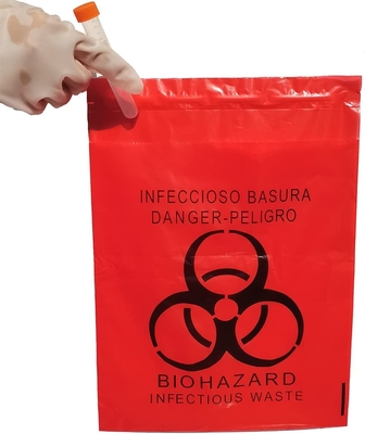 Palillo del LDPE en los sacos de basura del Biohazard, bolsos médicos de la eliminación de residuos
