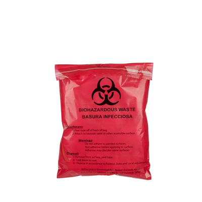 La basura de Convinent 2 Mil Stick-On Biohazard Red Medical empaqueta 28 x 38 cm