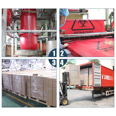 La basura infecciosa del Biohazard del aislamiento rojo empaqueta 17 micrones de alta densidad de galón de 40-45